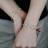 Heart Arrow Cz Cubic Zirconia Paved Lover Wedding Band Bangle Bracelet