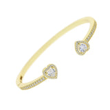 Heart Arrow Cz Cubic Zirconia Paved Lover Wedding Band Bangle Bracelet