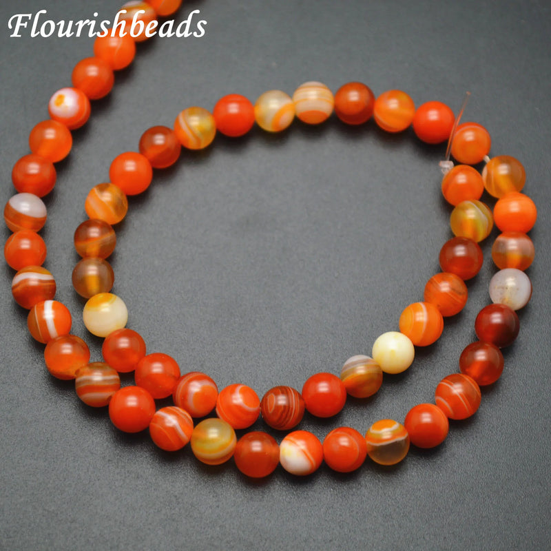 Orange Banded Agate Round Beads 5 strands 6mm 8mm 10mm