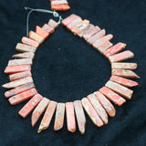 Orange Gems Stone Necklace Point Pendant Beads Top Drilled DIY Jewelry Making