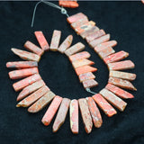 Orange Gems Stone Necklace Point Pendant Beads Top Drilled DIY Jewelry Making