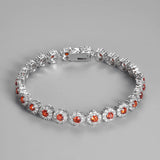Orange Zircon Silver Bracelet CZ Gemstone Bangle for Women