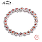 Orange Zircon Silver Bracelet CZ Gemstone Bangle for Women