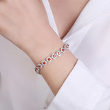 Orange Zircon Silver Bracelet CZ Bangle for Women