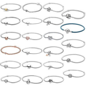 925 Sterling Silver Snake Chain Charm Bracelet For Women