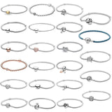 925 Sterling Silver Snake Chain Charm Bracelet For Women