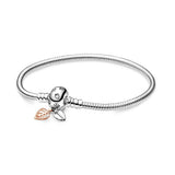 925 Sterling Silver Snake Chain Charm Bracelet For Women