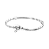 925 Sterling Silver Snake Chain Charm Bracelet For Women