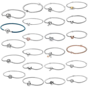 925 Sterling Silver Heart Snake Chain DIY Charm Bracelet