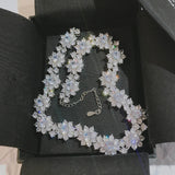High Carbon Diamond Sun Flower Necklace