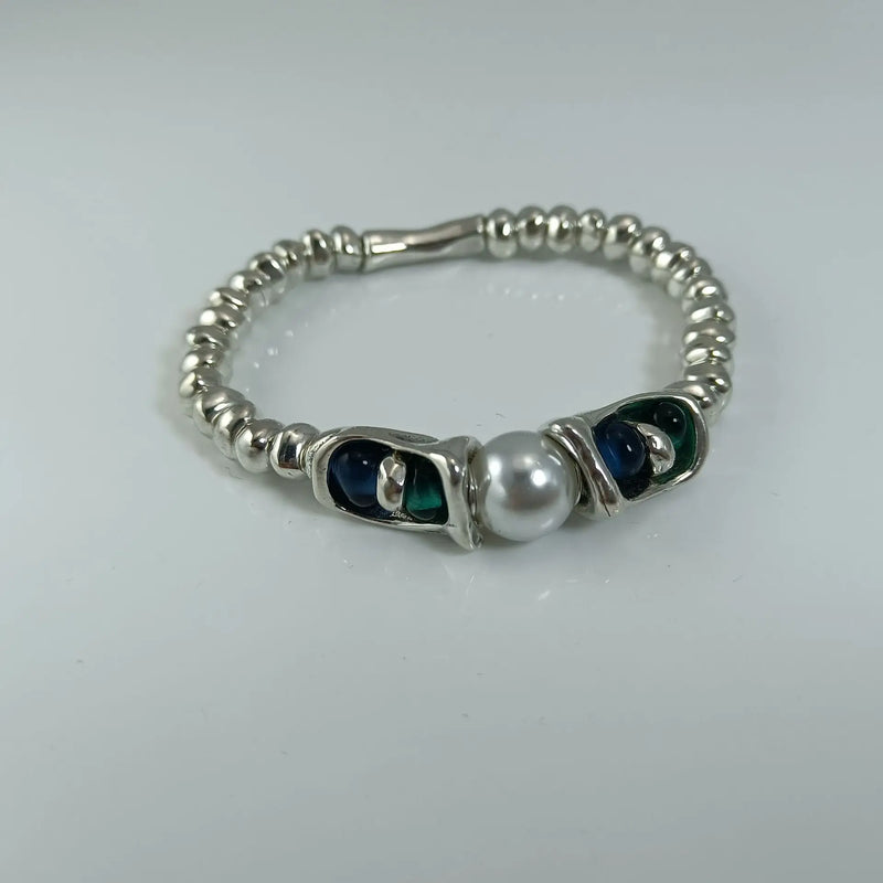 925 Silver Jade Beads Pearl Bracelet - Festive Jewelry Gift