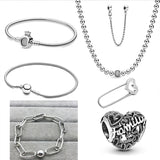 S925 Sterling Silver Heart Charm for Women DIY Crown Bracelet