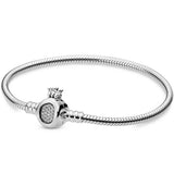 S925 Sterling Silver Heart Charm for Women DIY Crown Bracelet