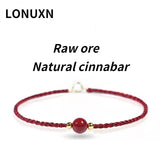 Natural Cinnabar Crystal Bracelets Round Beads Bracelets for Women Men