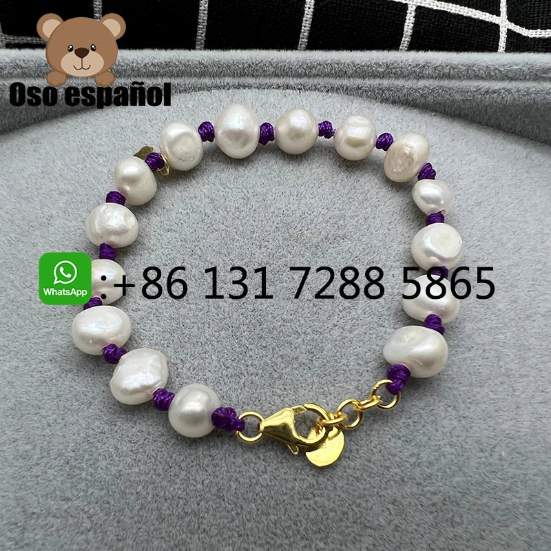 Spanish Style 925 Silver Multicolor Pearl Bracelet Necklace Set
