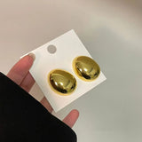High Oval Alloy Stud Earrings For Women Jewelry Maxi Girls' Daily Collection