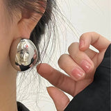 High Oval Alloy Stud Earrings For Women Jewelry Maxi Girls' Daily Collection