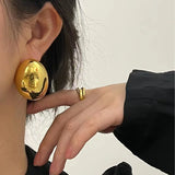 High Oval Alloy Stud Earrings For Women Jewelry Maxi Girls' Daily Collection