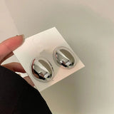 High Oval Alloy Stud Earrings For Women Jewelry Maxi Girls' Daily Collection