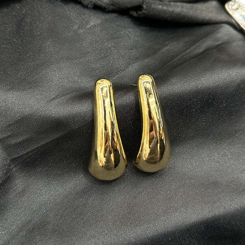 High Oval Alloy Stud Earrings For Women Jewelry Maxi Girls' Daily Collection