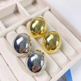 High Oval Alloy Stud Earrings For Women Jewelry Maxi Girls' Daily Collection