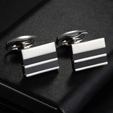 Oval Stripe Enamel Copper Cufflinks for Men