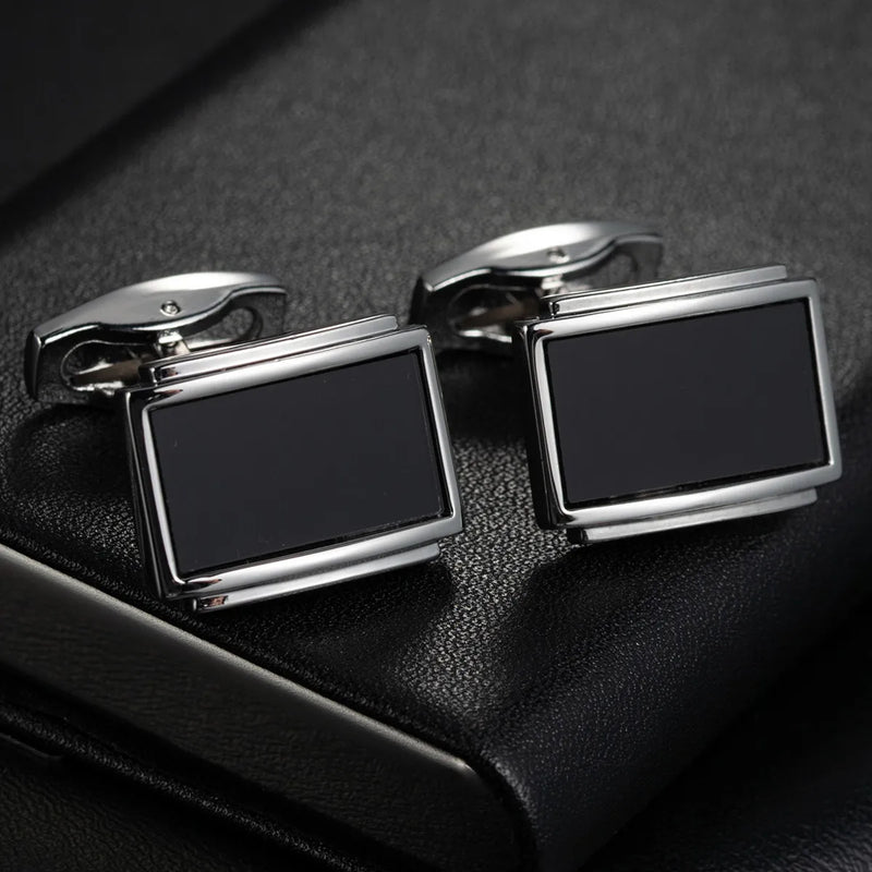 Oval Stripe Enamel Copper Cufflinks for Men
