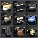 Oval Stripe Enamel Copper Cufflinks for Men