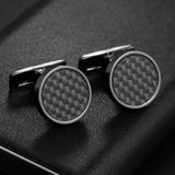 Oval Stripe Enamel Copper Cufflinks for Men