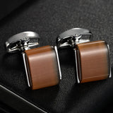 Oval Stripe Enamel Copper Cufflinks for Men