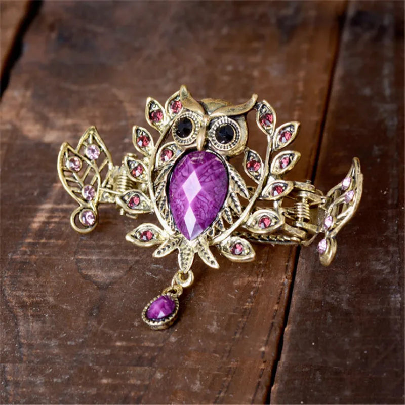 Rhinestone Owl Hair Clips Crab Claw Hairpin Hair Jewelry Accessories