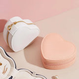 PU Heart Shape Jewelry Box Earring Holder Zipper Travel Box