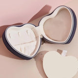 PU Heart Shape Jewelry Box Earring Holder Zipper Travel Box