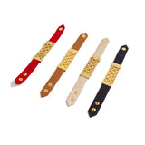 PU Leather Stainless Steel Letter Bracelet Bangle