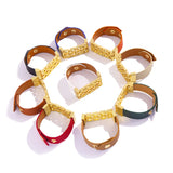 PU Leather Stainless Steel Letter Bracelet Bangle