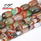 Peacock Agates Drum Shape Loose Spacer Beads 15'' Strand