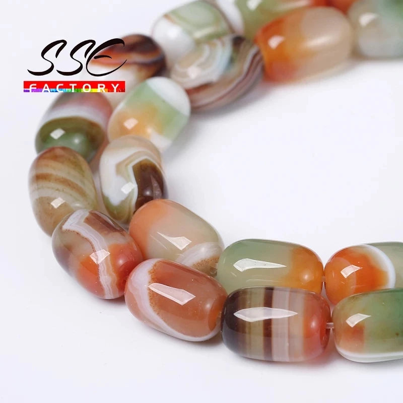 Peacock Agates Drum Shape Loose Spacer Beads 15'' Strand