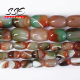 Peacock Agates Drum Shape Loose Spacer Beads 15'' Strand