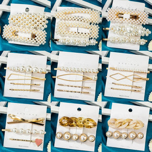 Pearl Hair Clips Set Women Hairpins Snap Barrettes Hair Styling Jewelry