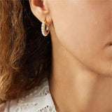 Pearl M Letter Rhinestone Asymmetry Hoops Earrings Vintage Tassel Earrings
