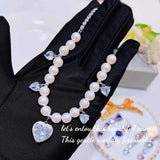 High Shine Pearl Pendant Necklace with Heart Cubic Zirconia