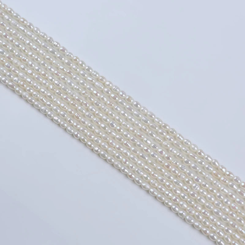 Rice Shape Pearl Beads String - Natural