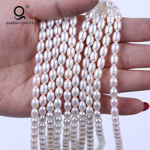 Natural Rice Shape Pearl Beads String - High Pearl Semi-Finished
