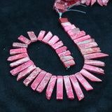 High Pink Gems Stone Necklace Point Pendant Beads