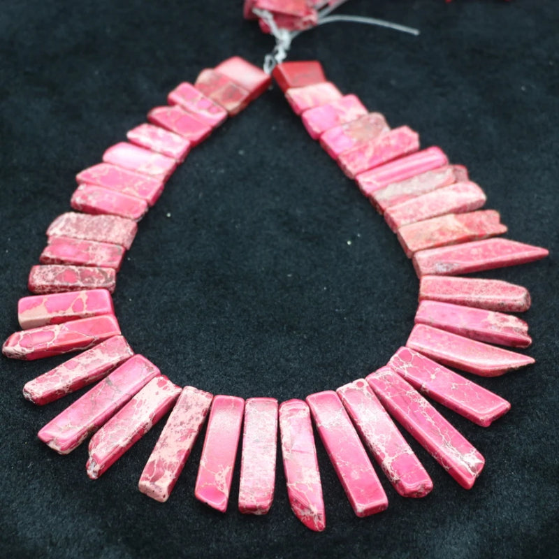 High Pink Gems Stone Necklace Point Pendant Beads