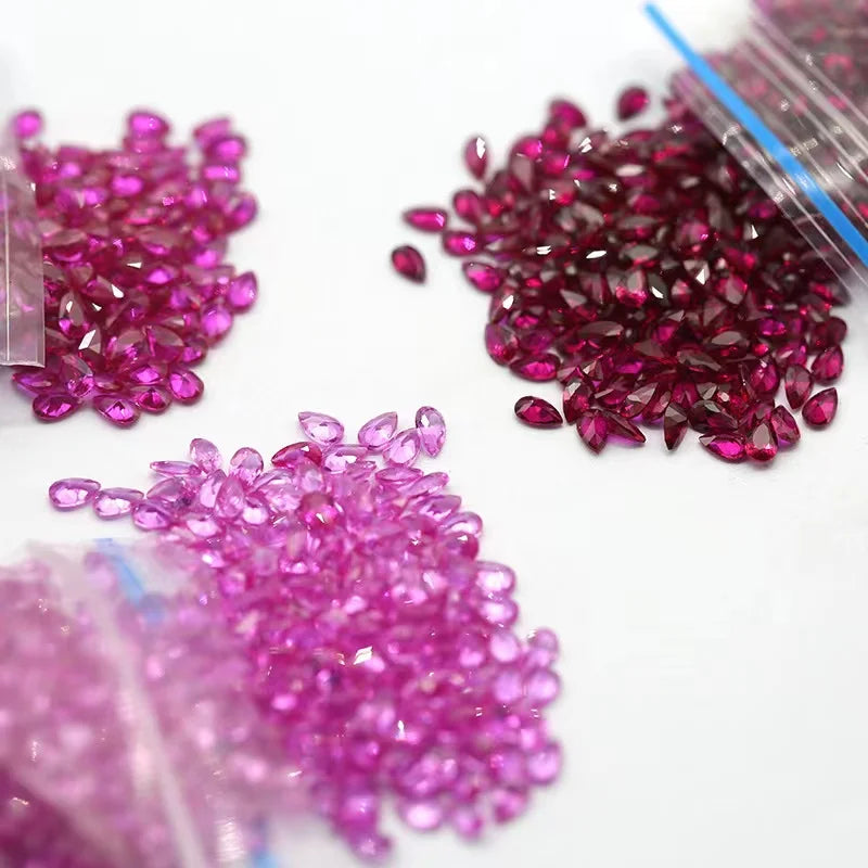 Pink Ruby Loose Pear Shape Cut LAB-CREATED 3# Corundum Gems