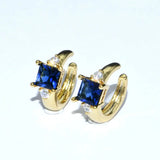 Platinum Square Emerald Zircon Clip Earrings