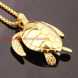 Sea Turtle Pendant Stainless Steel Mens Necklace