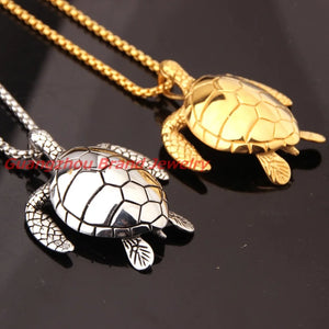 Sea Turtle Pendant Stainless Steel Mens Necklace