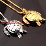 Sea Turtle Pendant Stainless Steel Mens Necklace